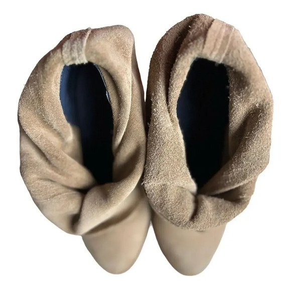 Splendid Tan Soft Suede Slouchy Ankle Boots Front Buckle Block Heel Size 9 Women - Picture 12 of 12